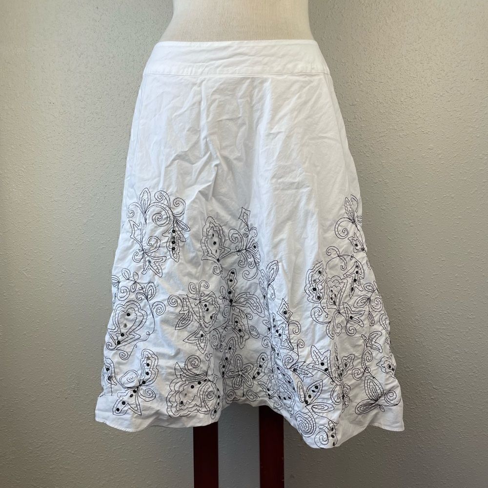 Laura Leigh White and Black Stitched Midi Skirt Size 8 EUC